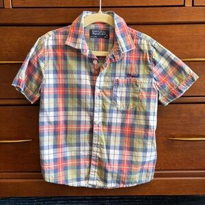 Mayoral Boys Button Down Plaid Short Sleeve Shirt sz 3t